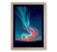 Aurora Rising Modern Framed Wall Art Print A1 (84.1×59.4cm) Oak, Wall Decor for Living Room, Bedroom, Office & Home, Ready to Hang, Art Gift
