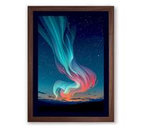 Aurora Rising Modern Framed Wall Art Print A3 (42×29.7cm) Walnut, Wall Decor for Living Room, Bedroom, Office & Home, Ready to Hang, Art Gift