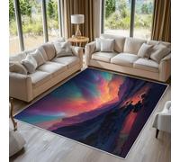 Aurora Rugs for Living Room Bedroom, Fantasy Mountains Area Rugs Large 100x150 cm, Washable Non Slip Pattern Carpet Home Decor C22