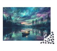 Aurora Serenity 1000 Pieces Night Sky Jigsaw Puzzle for Adults Thick Paper Lake Forest Relaxing Puzzle Wall Decor 38x26cm/1000pcs