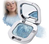 Aurora Shine Holographic Glitter Eyeshadow - Icy Blue Multidimensional Sparkle, High Waterproof Long Wearing Pressed Powder, Smooth Blendable Shimmer for Eyelid & Inner Corner Highlight