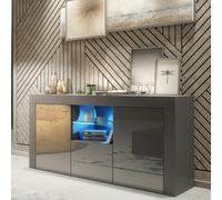 Aurora Sideboard 145Cm Dark Grey With High Gloss Doors And Led Lighting - Creative Furniture