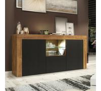 Aurora Sideboard 145Cm Oak & Black Matt Doors And Led Lighting - Creative Furniture