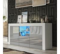 Aurora Sideboard 145Cm White & Grey With High Gloss Doors And Led Lighting - Creative Furniture