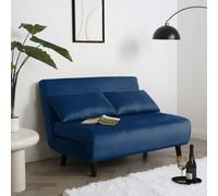 Aurora - Small Double Sofa Bed in Velvet - 2 Seater - Blue Home Garden Direct Blue One Size