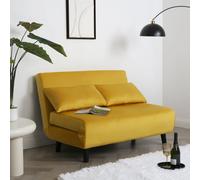 Aurora - Small Double Sofa Bed in Velvet - 2 Seater - Yellow Home Garden Direct Yellow One Size