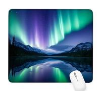Aurora Small Mouse Mat 10.24×8.27×0.12 inch,2026 New Year Gaming Mousepad Lake Mini Desk Pad with Non-Slip Base and Stitched Edge,for Wireless Mouse,Laptop,Office Home,Washable,Roll-up,Gift Men D-600