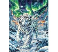 Aurora Snow Mountain White Tiger 300 Pieces Set Classic Jigsaw Puzzle Couple Puzzle Partners Mind Relaxation Wall Decor Easter New Year Recycled Cardboard 300 PCS