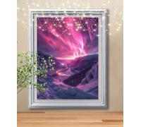 Aurora,Snow Scene Diamond Painting Kits,5D DIY Diamond Art Kits for Adults,Full Drill Gem Embroidery Arts Crafts Painting Pictures by Numbers 30x40cm,Diamond Art for Kids Gifts Home Wall Decor C1955