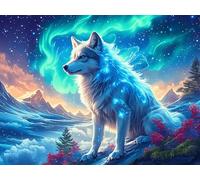 Aurora Starry Wolf 300 Piece Premium Jigsaw Puzzle Vibrant Fantasy Animals Adult Jigsaws Brain Training Hobby Home Decor Winter Gift Unique Shaped Eco Friendly Material 300 PCS/40x28cm