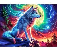 Aurora Starry Wolf 500 Piece Pack Classic Jigsaw Puzzle Colorful Fantasy Wildlife Couple Puzzle Partners Ultra Difficult Wall Decor Easter New Year Gift Thick Paperboard 500 PCS/52×38cm