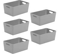 Aurora-Studio Basket 4.02 Rectangular Cool Grey Office Home & Kitchen Tidy Organiser 25.5 x 17 x 11cm (Pack of 5)