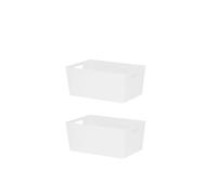 Aurora-Studio Basket 4.02 Rectangular Office Home & Kitchen Tidy Organiser 25.5 x 17 x 11cm (Pack of 2) (Ice White)