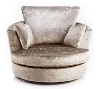 Aurora Swivel Chair Crushed Velvet Snugg Furniture UK Limited Light Beige One Size