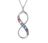 Aurora Tears 925 Sterling Sliver LGBT Infinity Symbol Necklace Gay Pride Rainbow Pendant Dating Gifts for Women and Girls DP0164F
