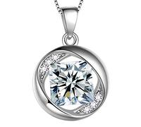 Aurora Tears April Birthstone Necklace 925 Sterling Silver White CZ Birth Stone Pendant Jewellery Gifts for Women and Girls DP0029W