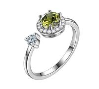Aurora Tears August Birthstone Adjustable Rings 925 Sterling Sliver Birthstone Open Ring Birth Stone Jewelry Gifts for Women and Men DR0090A