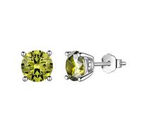 Aurora Tears August Birthstone Stud Earrings 925 Sterling Sliver Green Peridot Birthstone Earring Birth Stone Jewelry Gifts for Women and Men DE0214A-T