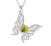 Aurora Tears Butterfly August Birthstone Necklaces 9 25 Sterling Silver Animals Pendant Necklace with Fireworks Cut CZ Birthstone Jewelry for Women DP0392A