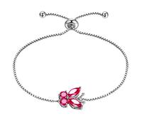 Aurora Tears Butterfly Bracelets 925 Sterling Sliver July Birthstone Red Ruby Bracelet Animals Jewelry Gift for Women and Girls DB0111R