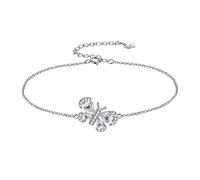 Aurora Tears Butterfly Bracelets Women 925 Sterling Silver Animal Butterflies April Birthstone Diamond Link Adjustable Bracelet Crystal Wedding Birthday Jewelry DB0115W