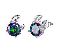 Aurora Tears Cancer Stud Earrings 925 Sterling Sliver 12 Zodiac Sign Constellation Horoscope with Mystic Rainbow Topaz Jewellery Gift for Women and Girls DE0245X