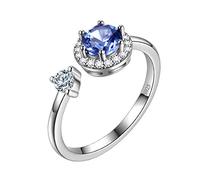 Aurora Tears December Birthstone Adjustable Rings 925 Sterling Sliver Birthstone Open Ring Birth Stone Jewelry Gifts for Women and Men DR0090U