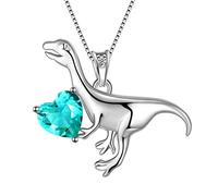 Aurora Tears Dinosaur Cute velociraptor Necklaces 925 Sterling Silver velociraptor Pendant Animal Lover Necklace for Girls Boys Women Girlfriend Daughter Birthday Gifts DP0313B
