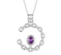 Aurora Tears Elegant C-Shaped Crystal Chain Necklace with February Birthstone Pendant Necklaces Silver Plated Fashion Jewelry for Women CP0003F