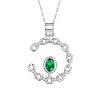 Aurora Tears Elegant C-Shaped Crystal Chain Necklace with May Birthstone Pendant Necklaces Silver Plated Fashion Jewelry for Women CP0003G