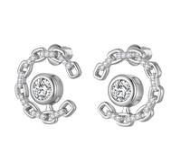 Aurora Tears Elegant C-Shaped Crystal Stud Earrings with April Birthstone Earring Silver Plated Fashion Jewelry for Women CE0003W