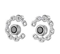 Aurora Tears Elegant C-Shaped Crystal Stud Earrings with Birthstone Black Earring Silver Plated Fashion Jewelry for Women CE0003K