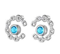Aurora Tears Elegant C-Shaped Crystal Stud Earrings with March Birthstone Earring Silver Plated Fashion Jewelry for Women CE0003M