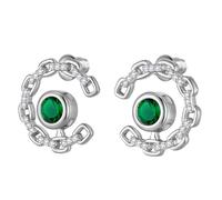Aurora Tears Elegant C-Shaped Crystal Stud Earrings with May Birthstone Earring Silver Plated Fashion Jewelry for Women CE0003G