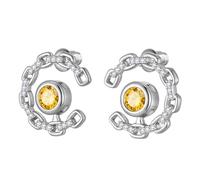 Aurora Tears Elegant C-Shaped Crystal Stud Earrings with November Birthstone Earring Silver Plated Fashion Jewelry for Women CE0003N