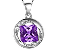 Aurora Tears February Birthstone Necklace 925 Sterling Silver Purple Amethyst Birth Stone Pendant Jewellery Gifts for Women and Girls DP0029F