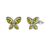 Aurora Tears Green Butterfly Studs Earrings Women 925 Sterling Silver Animal Butterflies August Birthstone Peridot Earring Stud Crystal Wedding Birthday Jewelry DE0229A