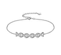 Aurora Tears Infinity Spiral DNA Double Helix Chemistry Science Stud Adjustable Bracelets 925 Sterling Silver Biology Molecule Charm Bracelet for Medical School Student DB0117W