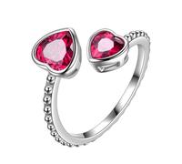 Aurora Tears July Birthstone Love Heart Adjustable Rings Sliver Plated Birthstone Double Heart Open Ring Birth Stone Jewelry Gifts for Women and Men DR0109R-T