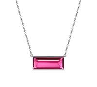 Aurora Tears July Birthstone Necklaces 925 Sterling Silver Red Ruby Bar Rectangle Birth Stone Pendant Jewellery Gifts for Women and Girls DP0285R