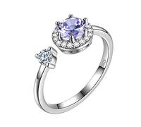 Aurora Tears June Birthstone Adjustable Rings 925 Sterling Sliver Birthstone Open Ring Birth Stone Jewelry Gifts for Women and Men DR0090D