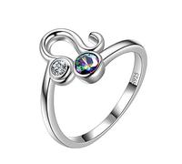 Aurora Tears Leo Ring Zodiac Adjustable Rings 925 Sterling Sliver Mystic Rainbow Topaz Constellation Open Ring Horoscope Jewellery Gift for Women and Girls DR0087Z