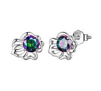 Aurora Tears Leo Stud Earrings 925 Sterling Sliver 12 Zodiac Sign Constellation Horoscope with Mystic Rainbow Topaz Jewellery Gift for Women and Girls DE0245Z