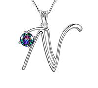 Aurora Tears Letter A Necklaces 925 Sterling Silver Mystic Rainbow Topaz Alphabet Initial A Pendant Jewellery Gifts for Women and Girls DP0195N