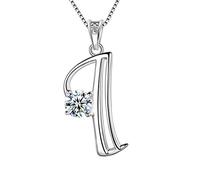 Aurora Tears Letter I Necklaces 925 Sterling Silver Cubic Zirconia Alphabet Initial I Pendant Jewellery Gifts for Women and Girls DP0166I