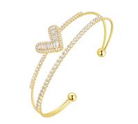 Aurora Tears Love Heart Adjustable Bracelet Gold Plated Crystal Embellished Heart Design Open Bracelet Jewelry for Women CB0018Y