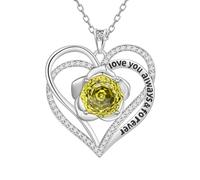 Aurora Tears Love Heart Augus Birthstone Necklaces 9 25 Sterling Silver Double Forever Heart Rose Pendant with Rose Cut CZ Birthstone Jewelry for Women DP0388A