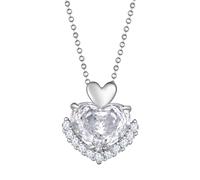 Aurora Tears Love Heart Necklaces with Rose Cut April Birthstone Silver Plated Pendant Necklace Elegant Jewelry for Women CP0002W