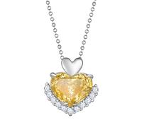 Aurora Tears Love Heart Necklaces with Rose Cut November Birthstone Silver Plated Pendant Necklace Elegant Jewelry for Women CP0002N