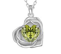 Aurora Tears Love Heart Rose Necklaces 9 25 Sterling Silver Pendant Necklace with Rose Cut CZ August Birthstone Jewelry for Women DP0393A